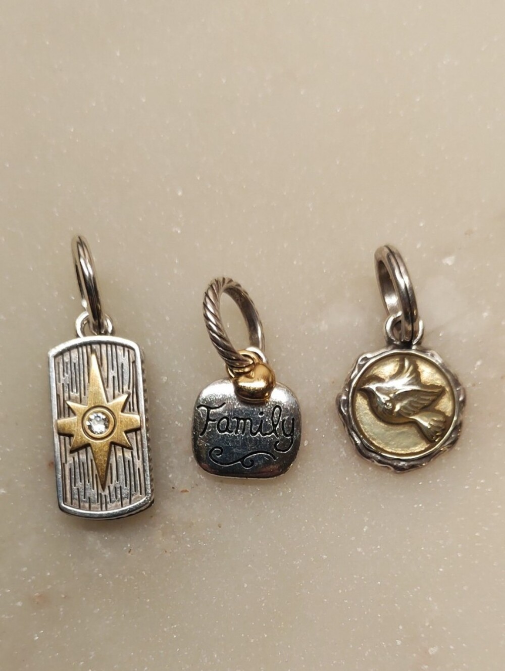 Brighton 3 Charms Silver And Gold Two-Tone
